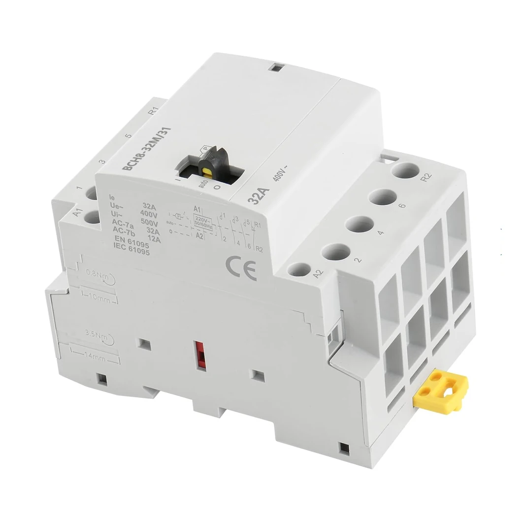 

ABILKEEN BCH8-32M/31 4Pole 3NO1NC Manual Household AC Contactor 32A Modular Contactor Circuit Manual/Automatic Control