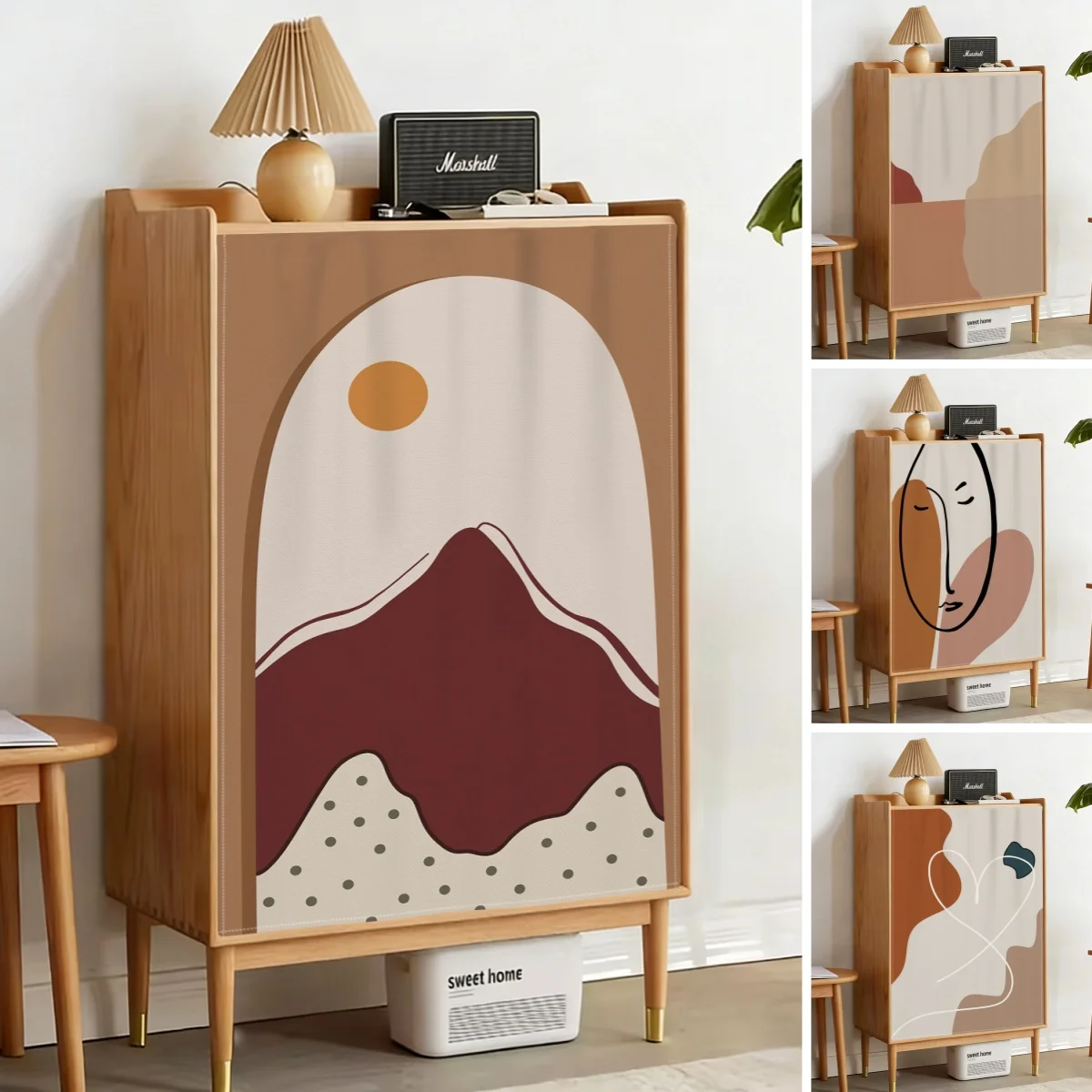 Kitchen Cabinet Door Curtain Dustproof Cupboard Wardrobe Cover Storage Shelf Curtains Bookcases Wardrobes Shoe Shelf Curtains