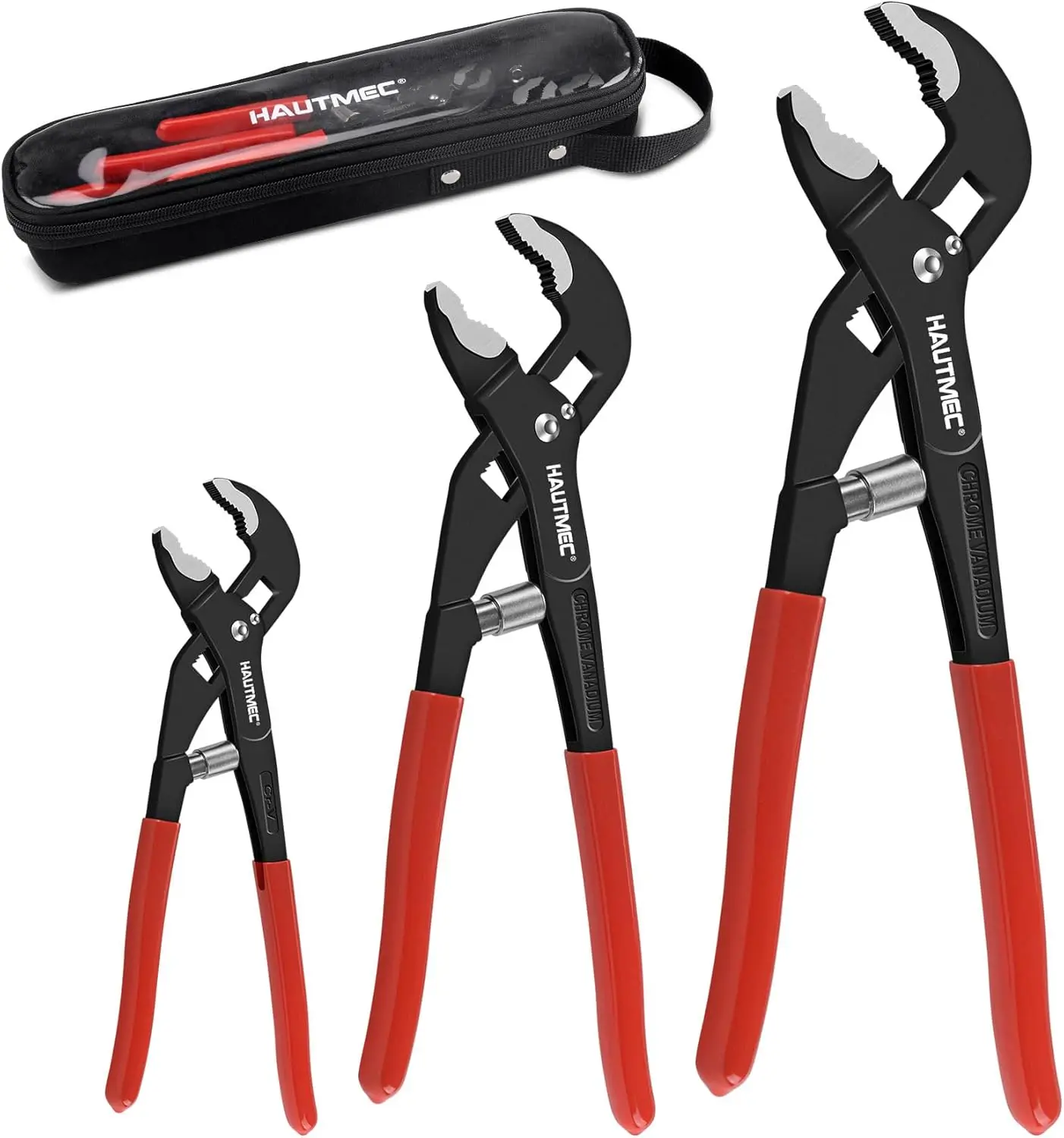 

3PCS Tongue & Groove Pliers Set, Auto-Adjusting Water Pump Pliers with Storage Bag, 7-10-12in Comfort Grip, Rust-Proof CRV Steel