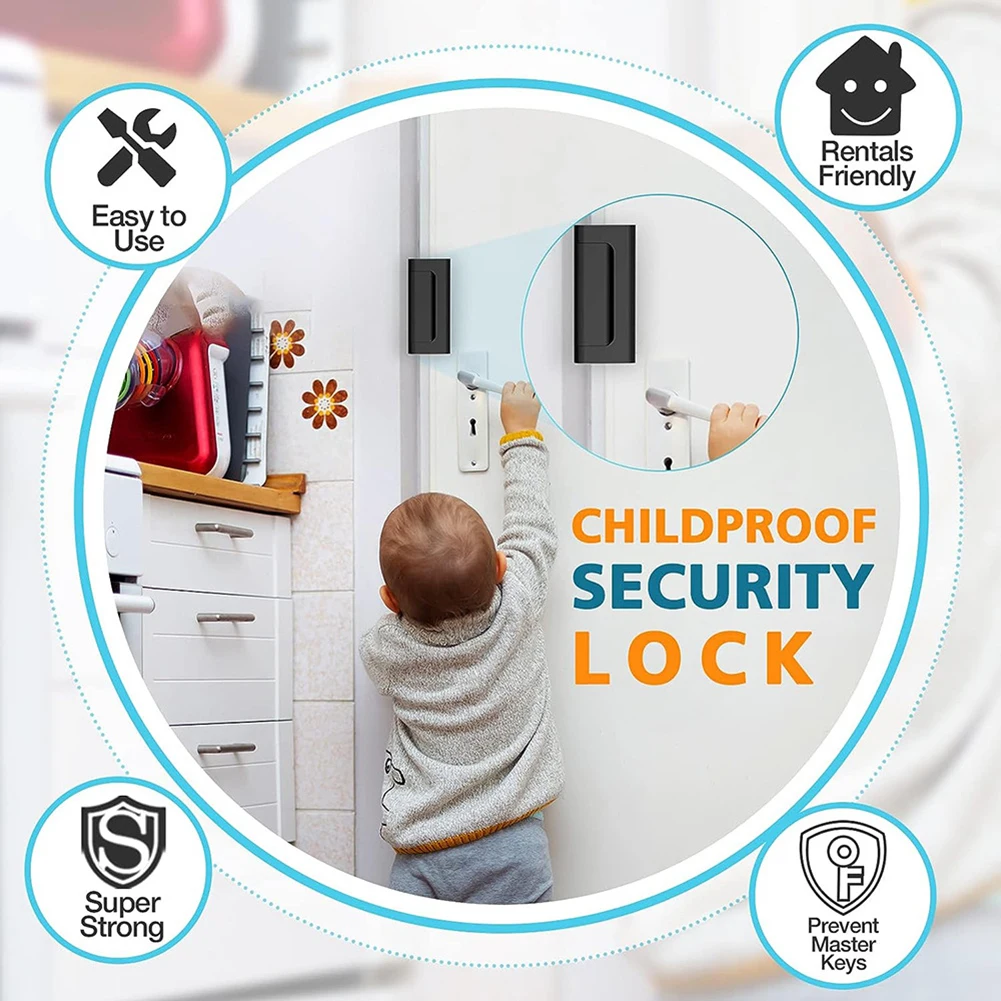 Home Security Door Lock Aluminum Alloy Anti-theft Door Lock Childproof Reinforcement Safety Latch 800Lbs Door Reinforcement Lock