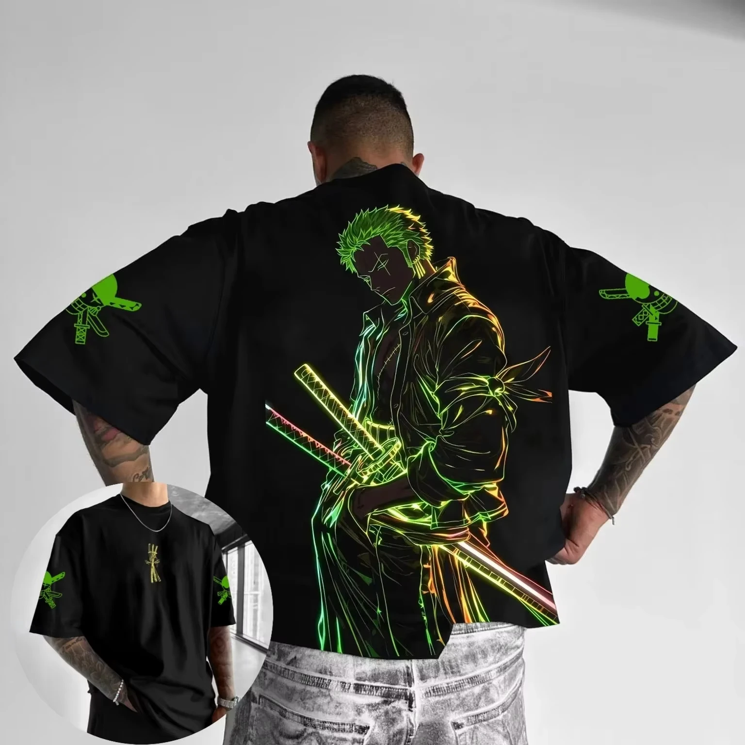 2026 New Hot Summer Summer Y2k Anime One Piece Zoro Graphic T-shirt Men Women Oversized Casual Tees Tops Streetwear Unisex