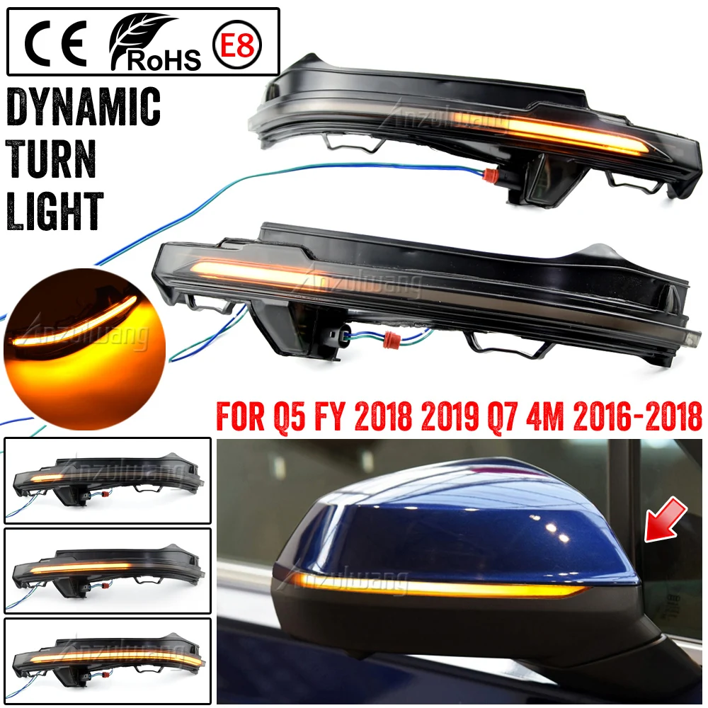 For Audi Q5 FY 2018 2019 Q7 4M 2016 2017 2018 Dynamic LED Turn Signal Light Side Wing Mirror Indicator Sequential Blinker