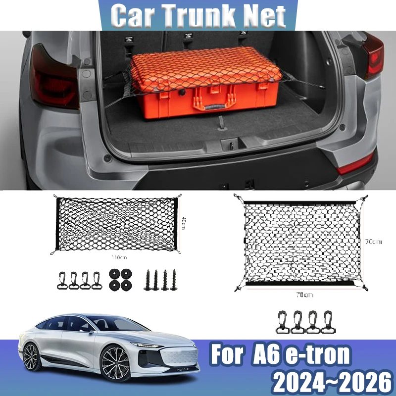 

Car Trunk Net For Audi A6 e-tron 2024 2025 2026 Seat Elastic String Net Rear Mesh Trunk fixed Net Storage Bags Car Accessories