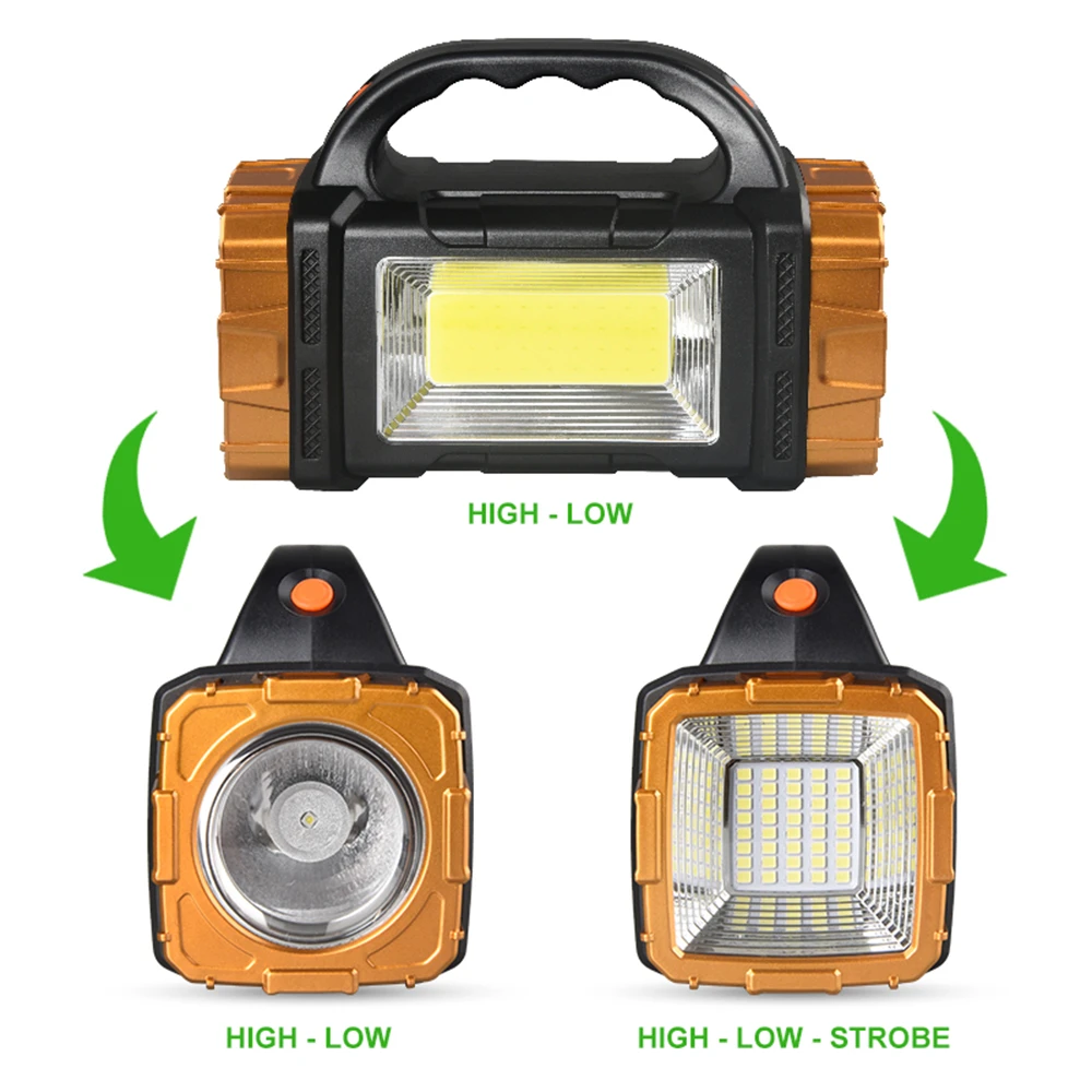 Multi-função impermeável Solar Emergency Light, recarregável, grande capacidade, Outdoor Activities Searchlight, falha de energia