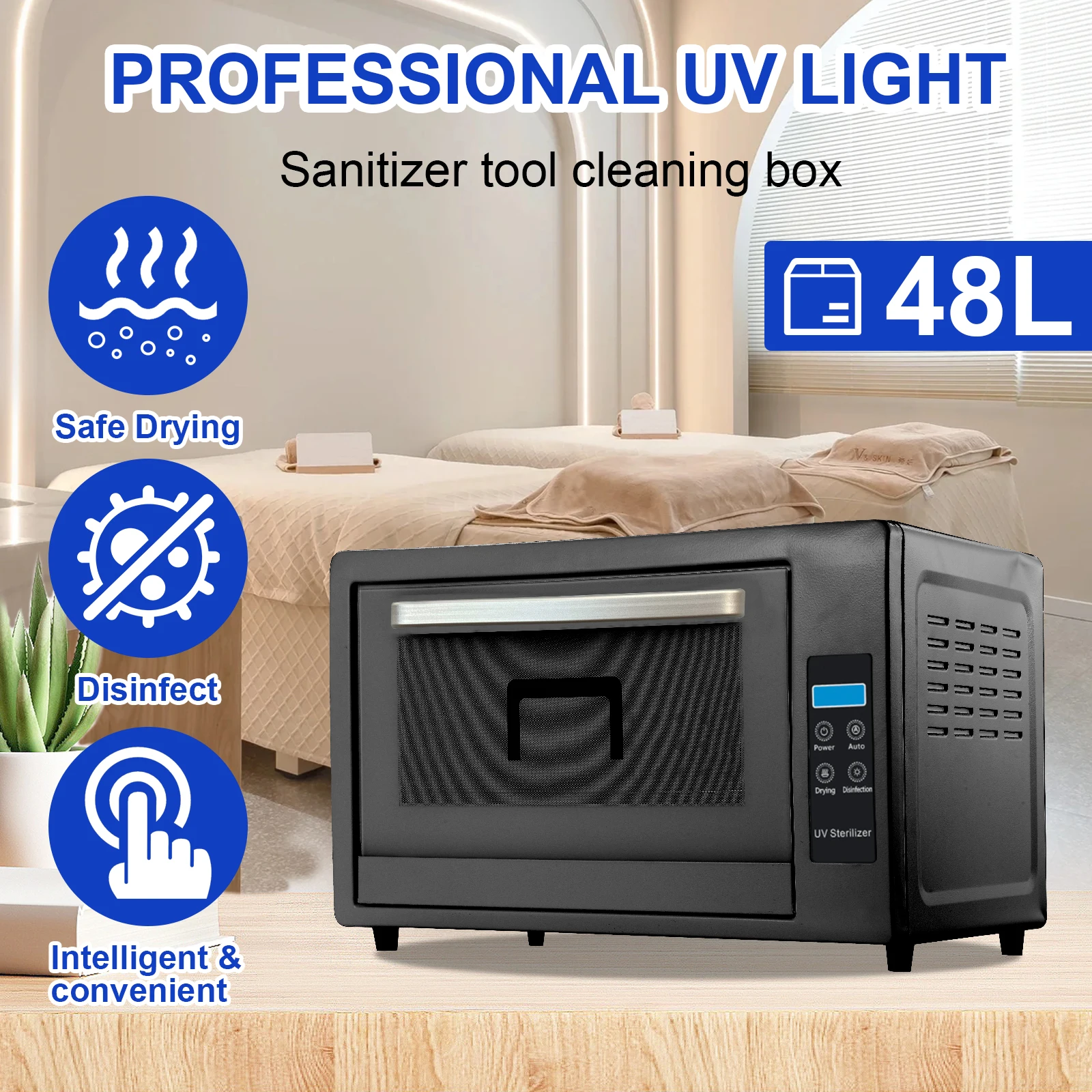Nail Tool Cleaning Machine 24L and 48L Capacity Cleaning Cabinet Salon Equipment Nail Cleaner Box Container