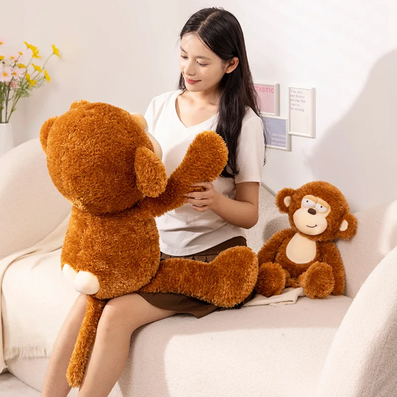 kawaii 50-90cm szczęśliwa małpa pluszowe miękkie dziecko komfort lalki poduszka zwierzęta kreskówkowe orangutan dzieci urodziny prezenty świąteczne