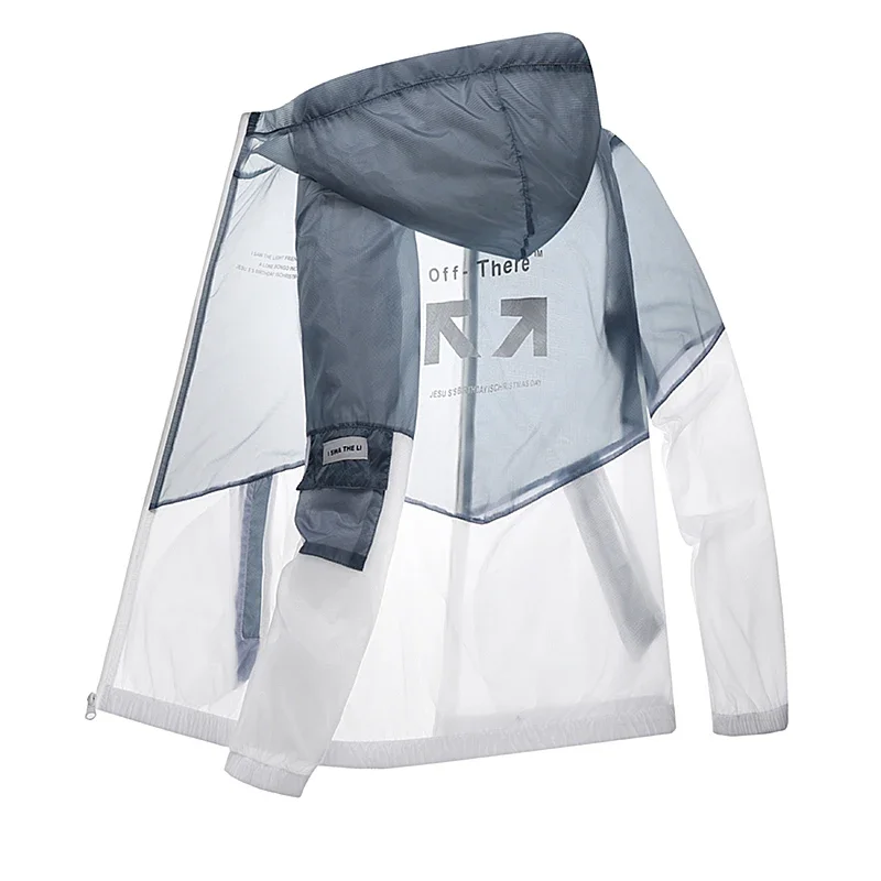 2024 Summer Men's Jacket Casual Loose And Breathable Jogging Fitness Hooded Printed Jacket Outdoor Sun Protection Windbreaker