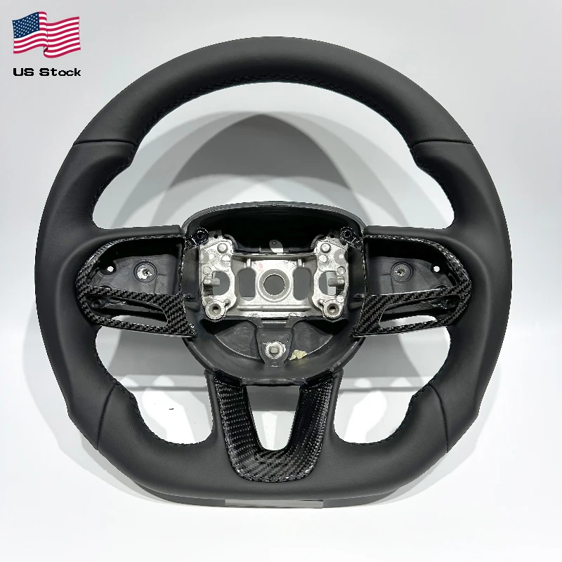 FOR Challenger Black Carbon Fiber Customizable Sports Steering Wheel Suitable for  Charger Challenger SRT  Wheel Parts