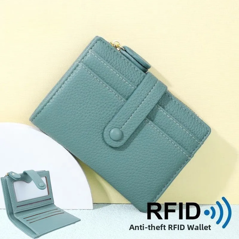 

Новинка 2026: Женский кожаный кошелек-клатч на молнии с защитой от кражи, компактный, с отделениями для карт, для милых леди