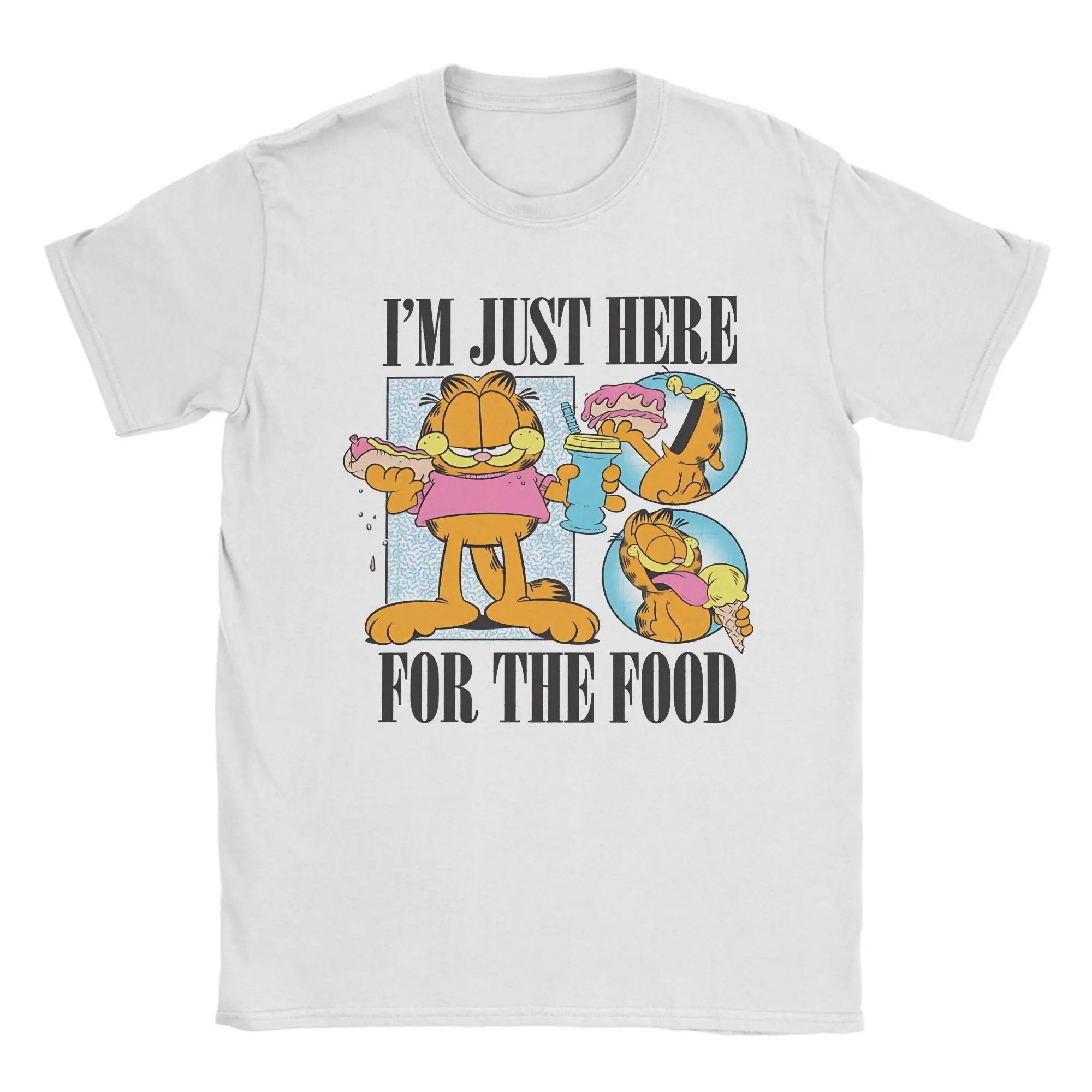 

Casual Garfields I'm Just Here For The Food T Shirt For Men Women O-neck Short Sleeve Tops Shirts 100%Cotton Summer TopsTops