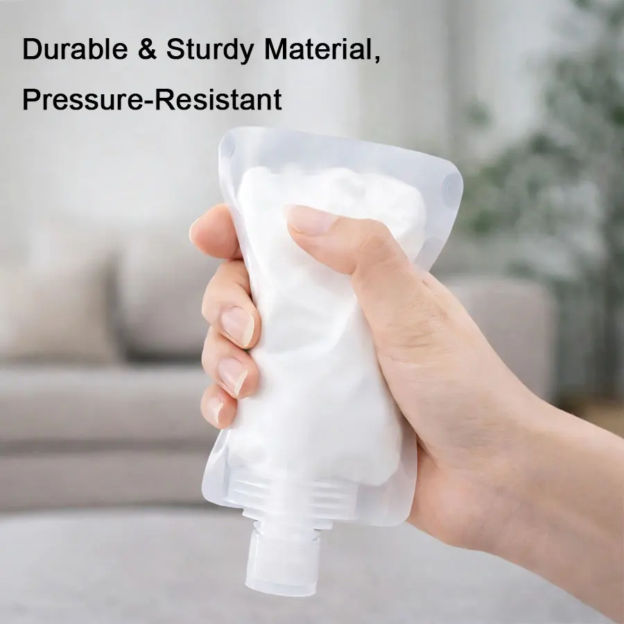 5 Pack Travel Size Toiletry bags, 30/50/100ml Refillable Stand-Up Liquid Containers for Shampoo, Conditioner & Lotion