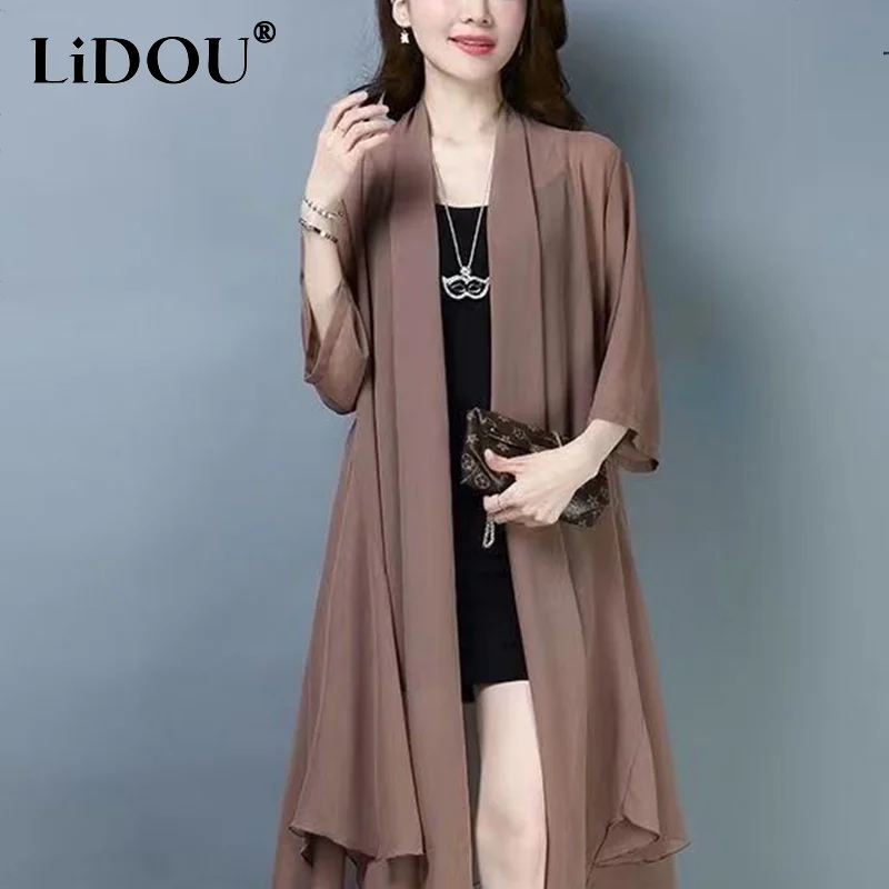 2023 New Korean Fashion Autumn Trench for Women Loose Casual Vintage Aesthetic England Style Elegant Grace Solid Color Clothes