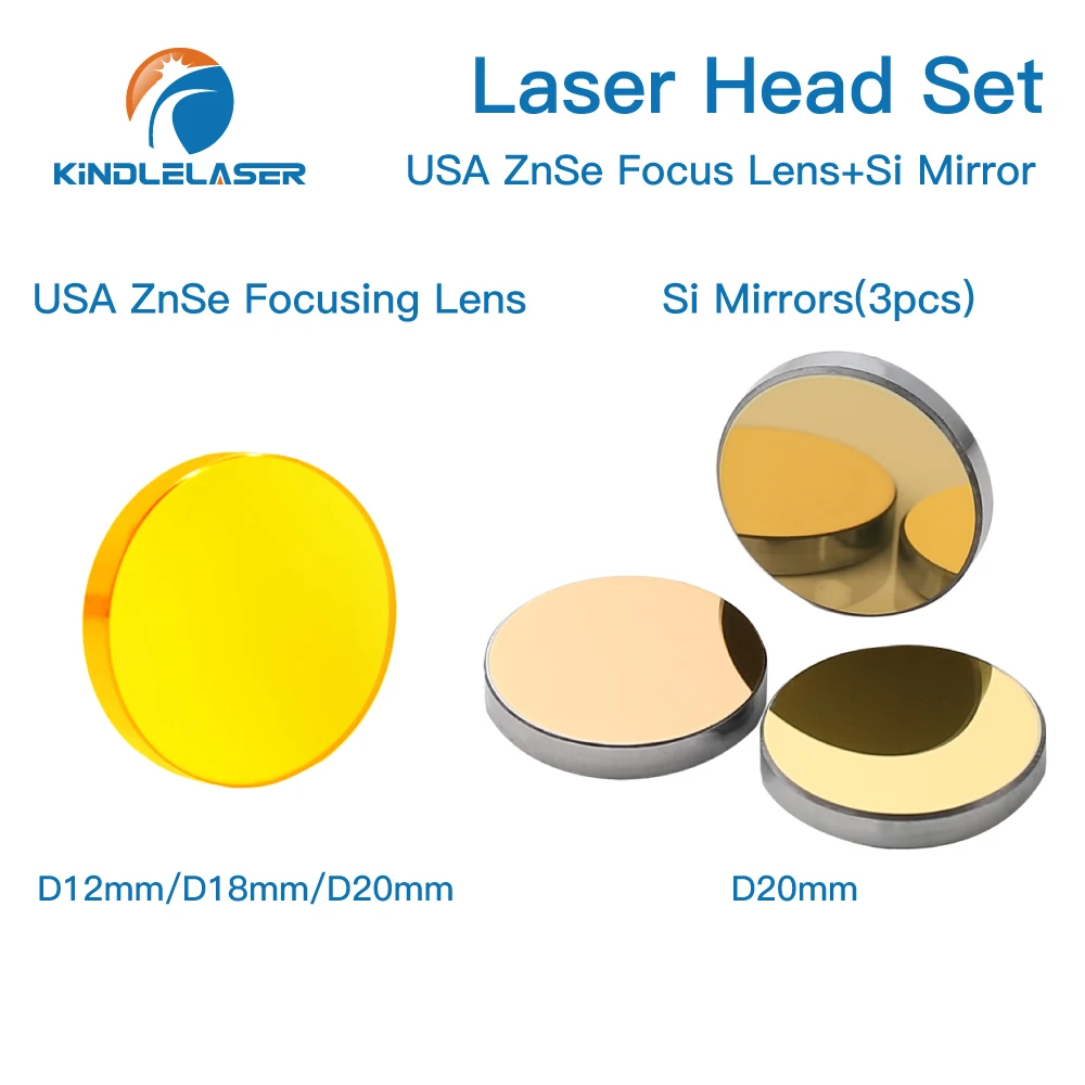 KINDLELASER K Series CO2 Laser Head Set ZNSE Lens Dia.12/18/20mm Si Mirror Dia 20mm per K40 macchina da taglio per incisione Laser