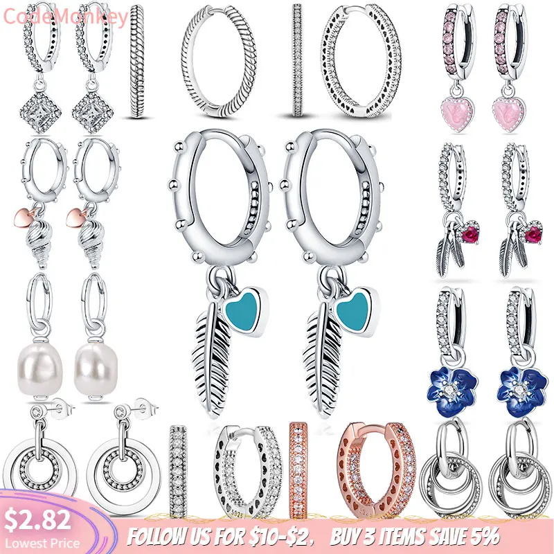 

earring 2022 trend pendientes plata 925 silver crystal circle 4 colors earring for women making jewelry gift pendientes mujer