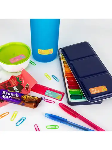 Imagen 2 del producto 50 150 Uds etiquetas de nombres autoadhesivas pegatinas de nombres escolares etiquetas de nombres de ropa para niños etiquetas de nombres rosas