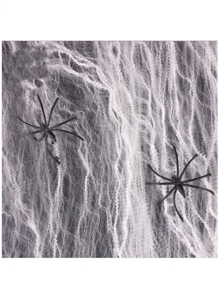 Dekoracja na Halloween Biała Pajęczyna Sztuczna Elastyczna Pajęczyna na Halloween Straszne Rekwizyty Sceniczne na Imprezę Domową Dekoracja Domu Nawiedzonego — 2