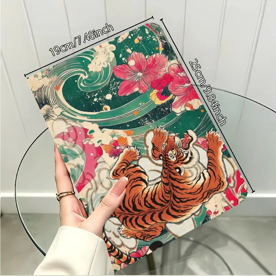 Wave Flower Tiger Case for Apple iPad 10th 7/8/9th Air 11 13 M4 M3 M2 A16 2026 Pro11 13 with Pencil Slot Air 4/5/6th