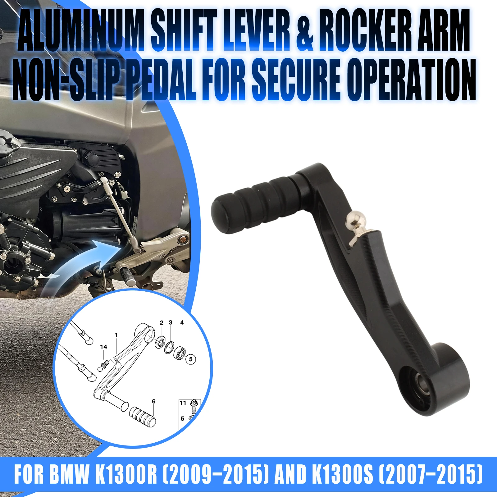 For BMW K1300R 2009 2010 2011 2012 2013-2015 K1300S 2007-2015 Motorcycle Gear‑shift lever Gear Shift Pedal Lever Aluminum lloy