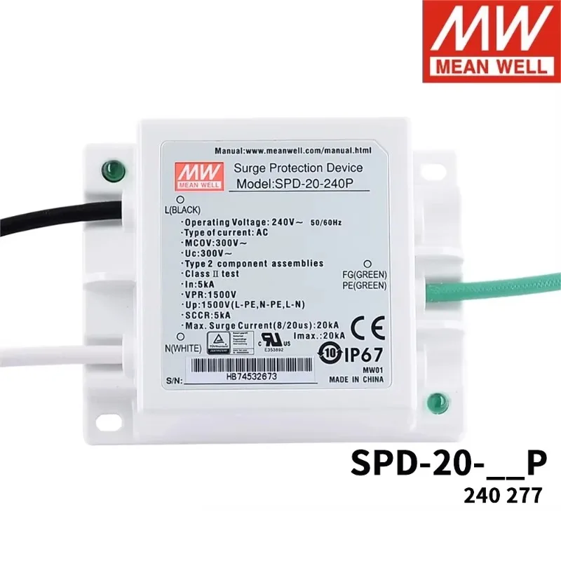 

MEAN WELL Switching power supply SPD-20 SPD-20-240P/277P 20KA LED driver lightning surge protector SPD-20-240P SPD-20-277P
