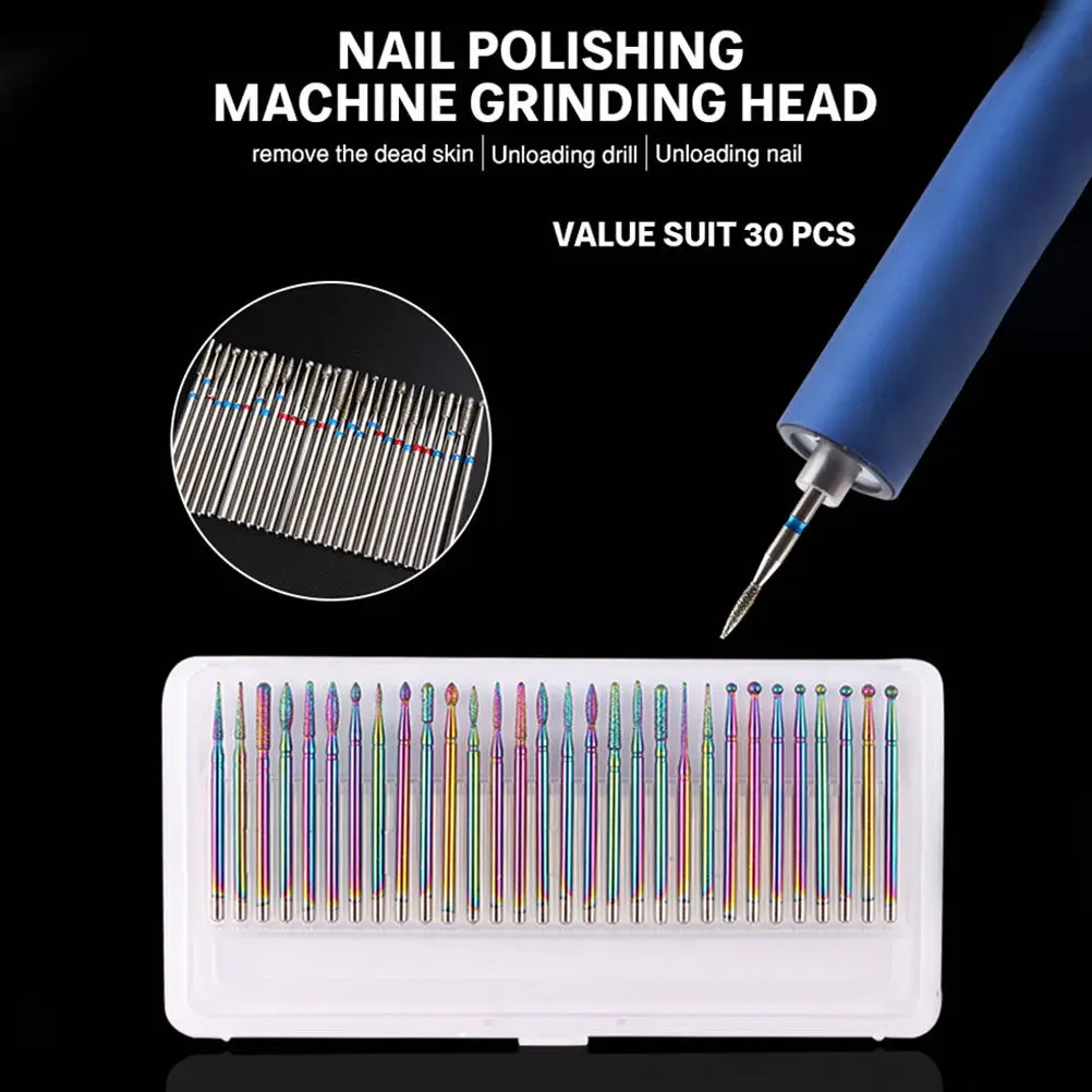 

30Pcs Stainless Steel Nail Grinding Heads Set for Manicure Pedicure Cuticle Sidewall Underneath Nail Care Skin Safe Rustproof