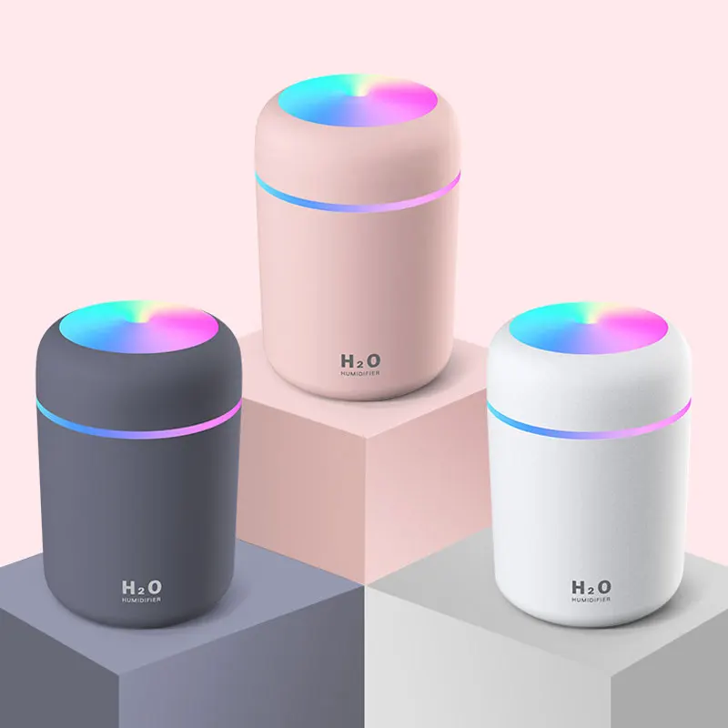 Mini Car Air Humidifier 300ml Sprayer  Colorful Light Humidifier  Bedroom Home  Car  Office Anti-Dry Portable