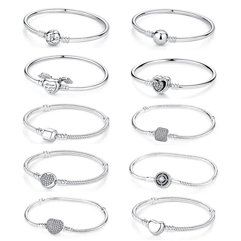 Authentieke 100% 925 Sterling Zilver ESSENTIE COLLECTION Kralen Armbanden & Bangles Fit DIY Pan Bedels Vrouwen Sieraden 16- 22cm