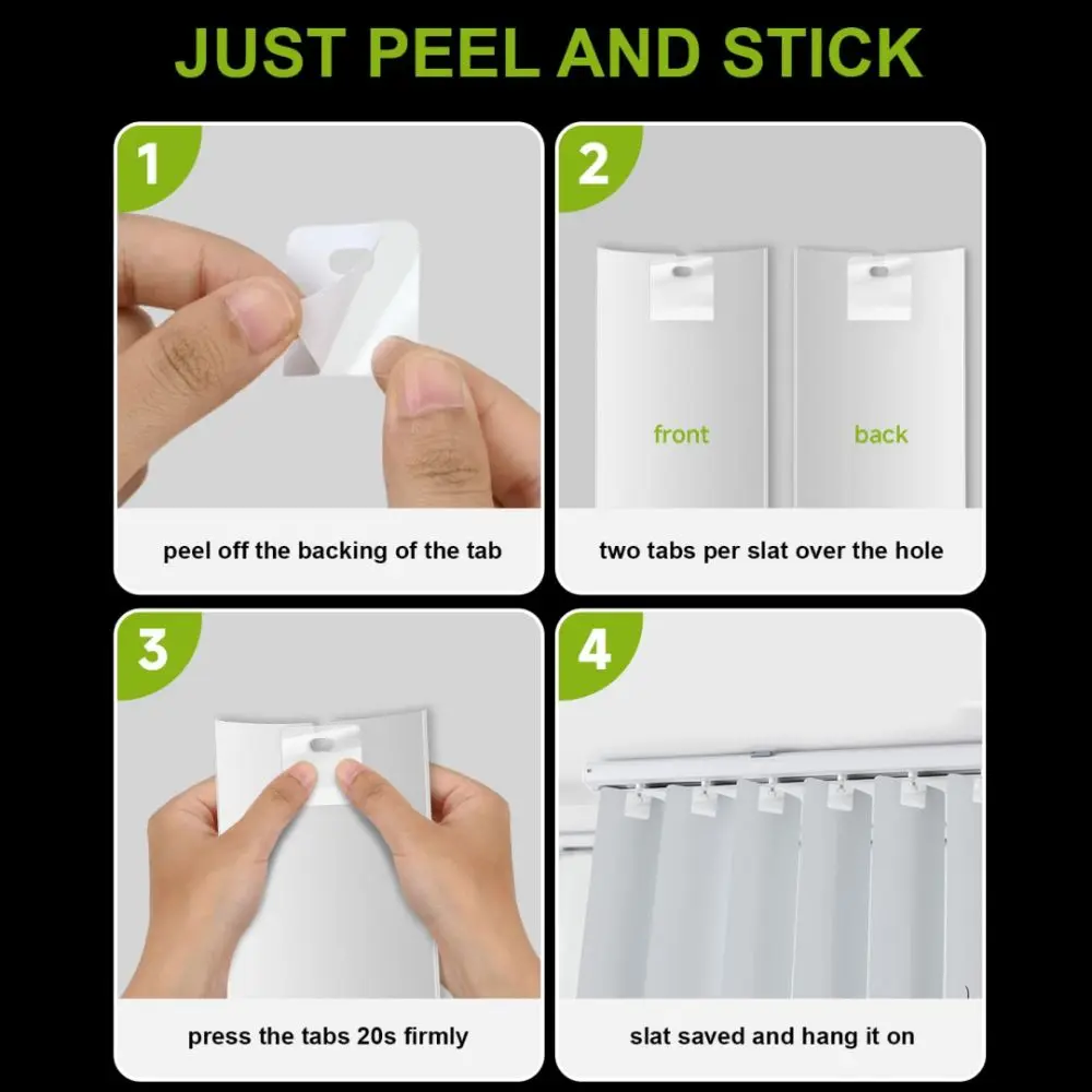 20pcs New Vertical Blind Repair Tabs 3cm Size White Blind Slat Fixers PVC Reinforce Top Blind Repair Stickers Home Use