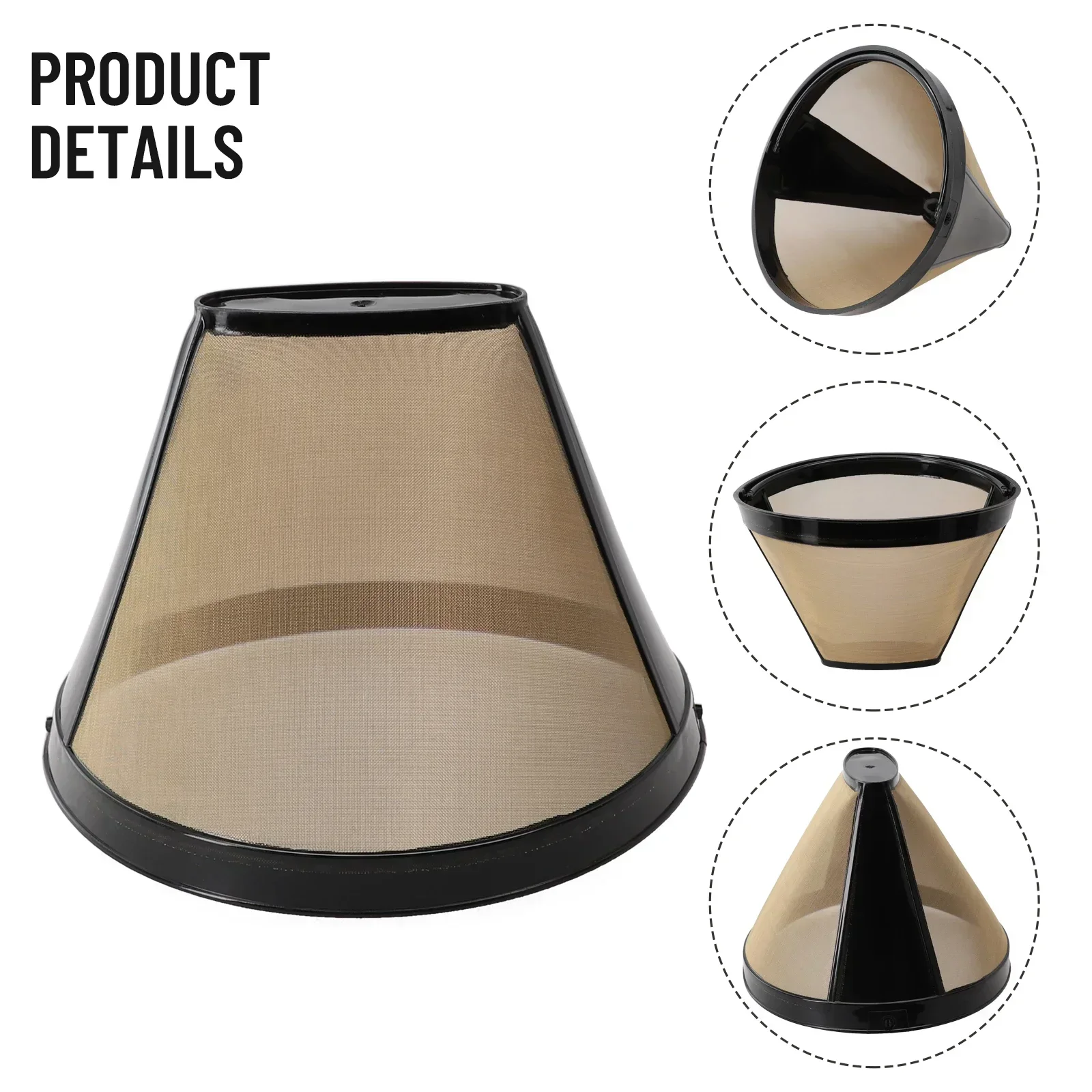 1pc Reusable Coffee Filter 304 Stainless Steel Cone Coffee Filter Baskets Mesh Strainer Pour Over Coffee Dripper Kitchen Tool