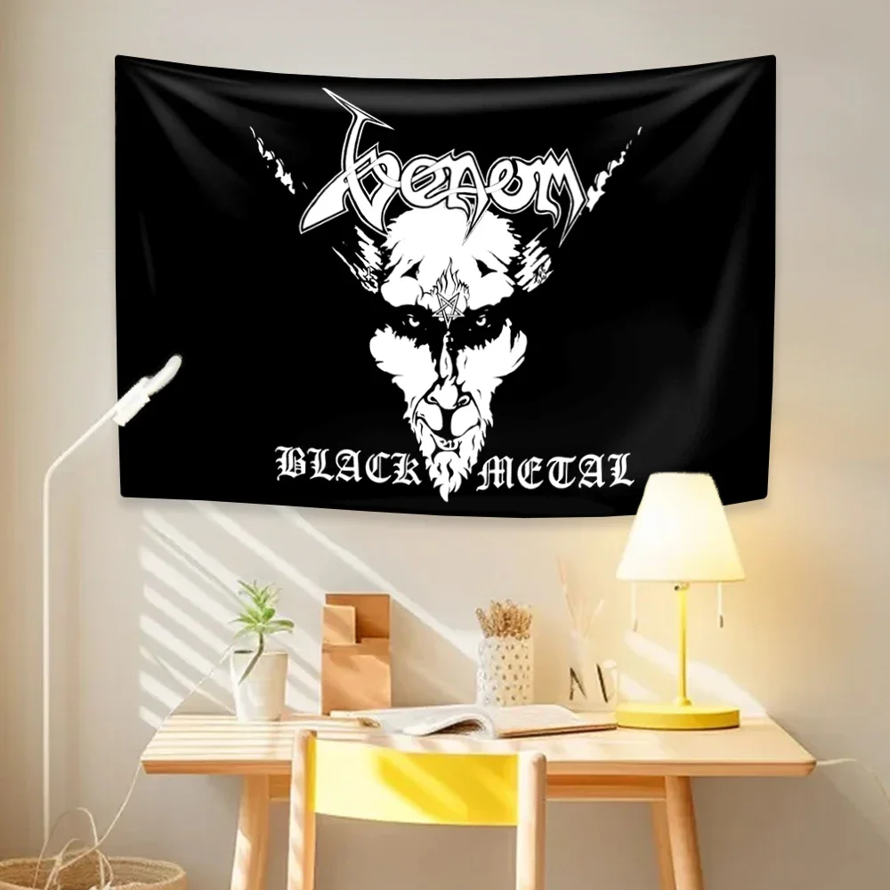 Venoms Black Metal Tapestry Rock Music Poster Prints Flag Wall Hanging College Dorm Bedroom Background Concert Banner Fans Gift