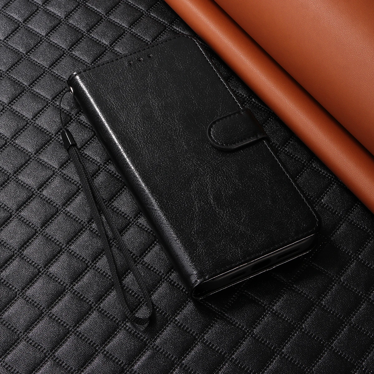 Faux Leather Case Wallet Card Slot Clamshell Phone Case for IPhone15 14 13 11 Anti-fall Cover