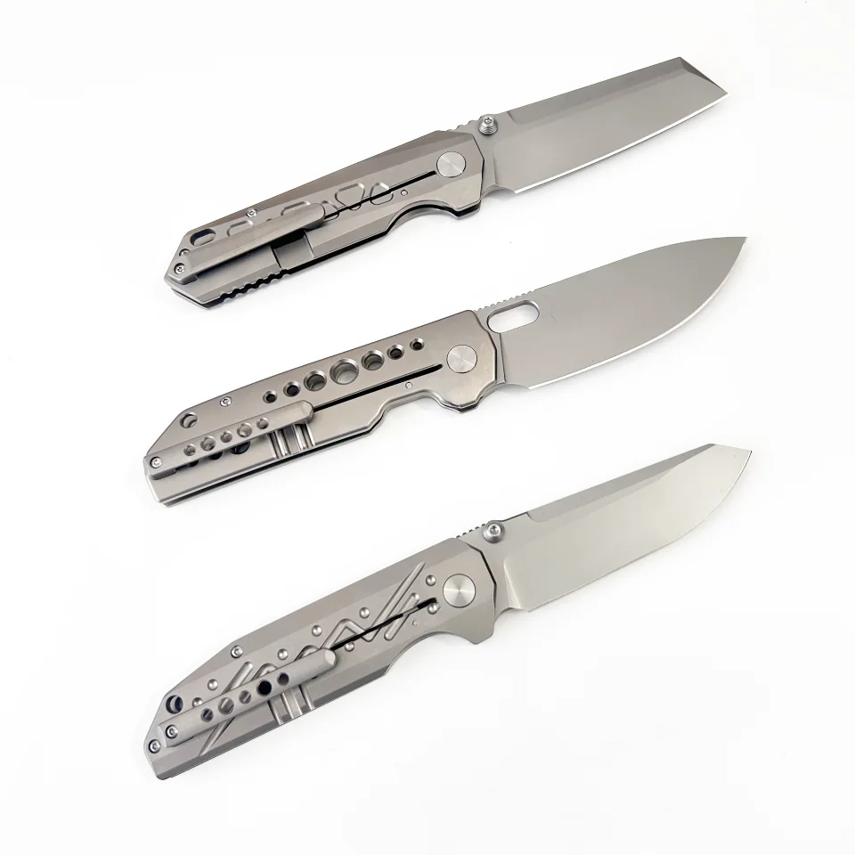 TC4 Titanium Alloy Folding Pocket Knife VG10 Stainless Steel Blade Titanium Clip Ceramic Bearings Lightweight Daily Carry EDC