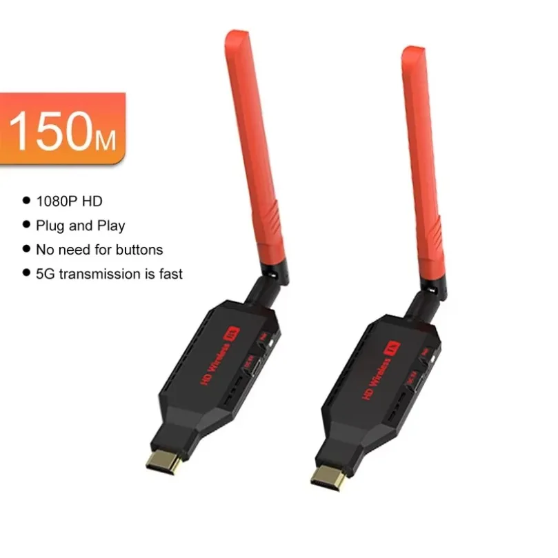 1080P Wireless HDMI Video Audio Transmitter Receiver Extender 150M 100M 5.8G HDMI Wireless TV Stick Dongle For Monitor TV PC