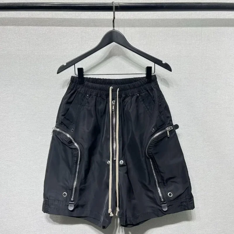 Herren Dark Series RO Style Cargo-Shorts mit Mehrfach-Reißverschlüssen, Großen Taschen, Elastischem Bund und Kordelzug, Streetwear Techwear Freizeithose