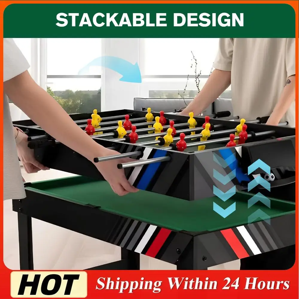 

4-In-1 Foosball Table Combo Set with Football Billiards Ice Hockey Table Tennis Arcade Game Table for Friends and Family Playing