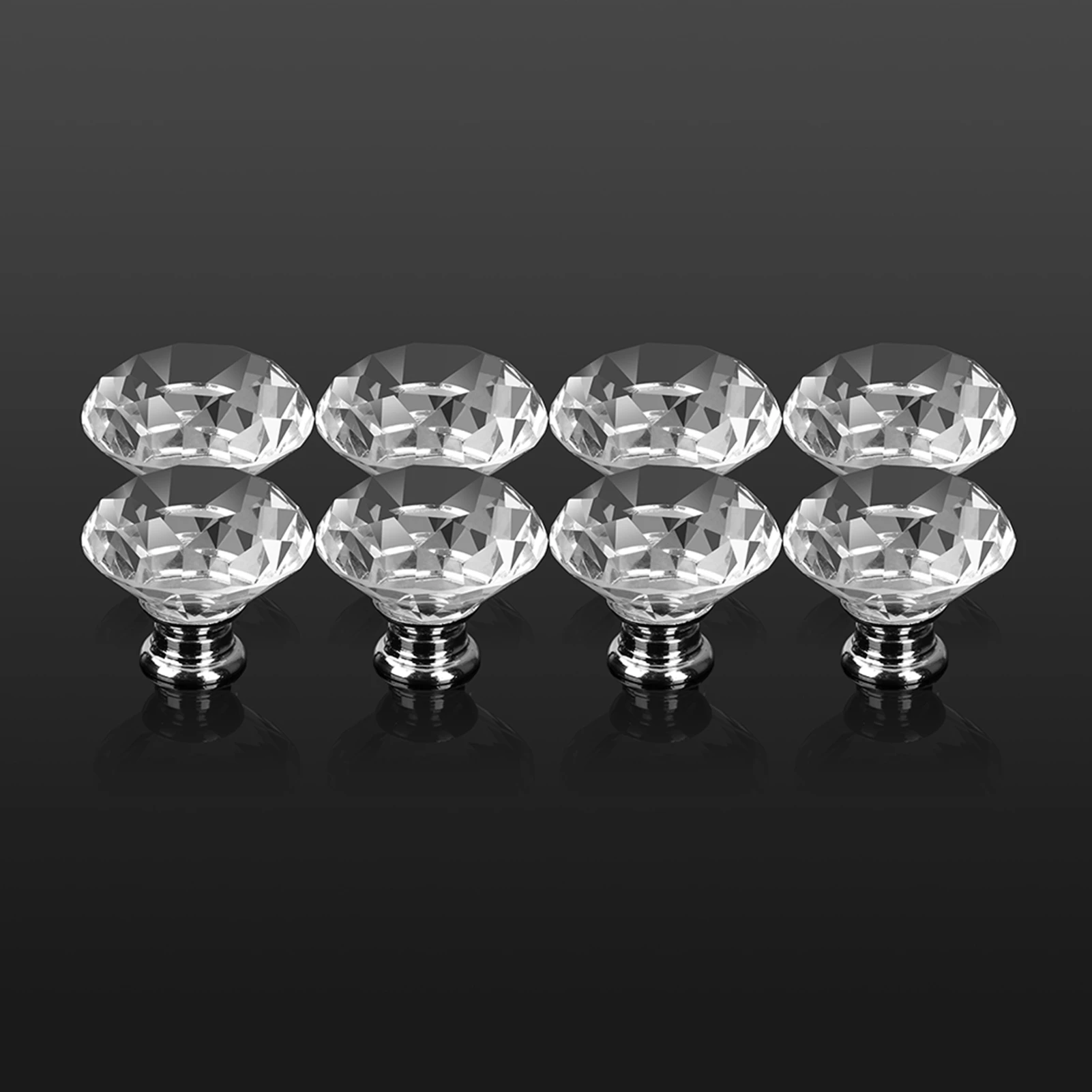 8Pcs/Sets 40mm Crystal Glass Door Knobs Drawer Cabinet Furniture Kitchen Handle Door Hardware Accessories