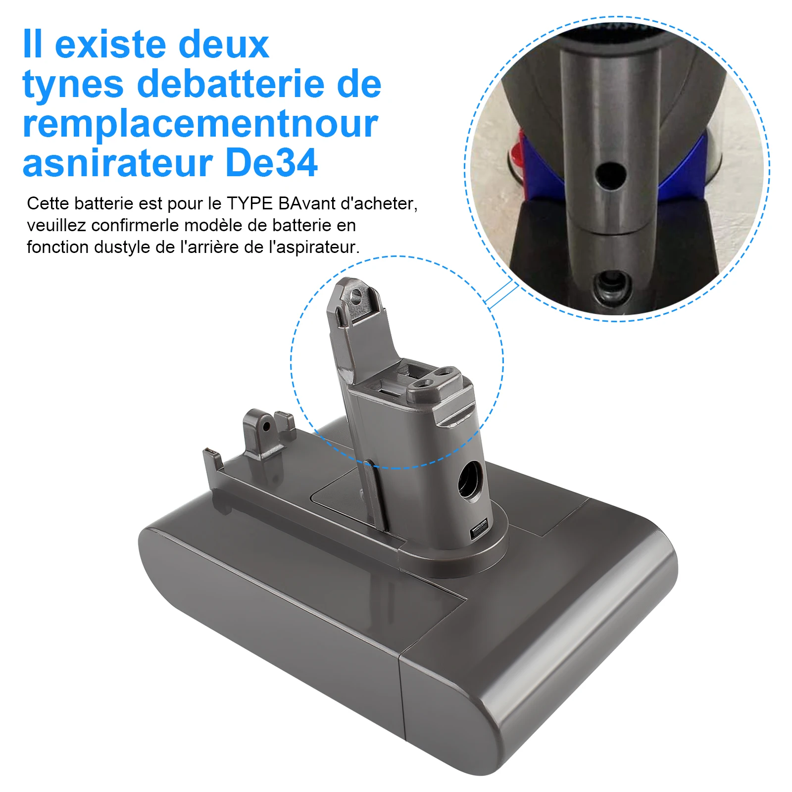 Akumulator do odkurzacza Dyson DC31B 4500mAh 22.2V Li-ion, akumulator do ładowania, pasuje do DC31 DC35 DC34 DC44 DC56 DC57 (tylko typ B) — zdjęcie produktu 5