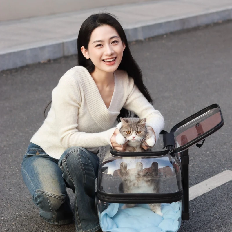 Pet Stroller Trolley Case Cat Bag out Portable Dogs and Cats Small Pet Portable Schoolbag Cat out Luggage