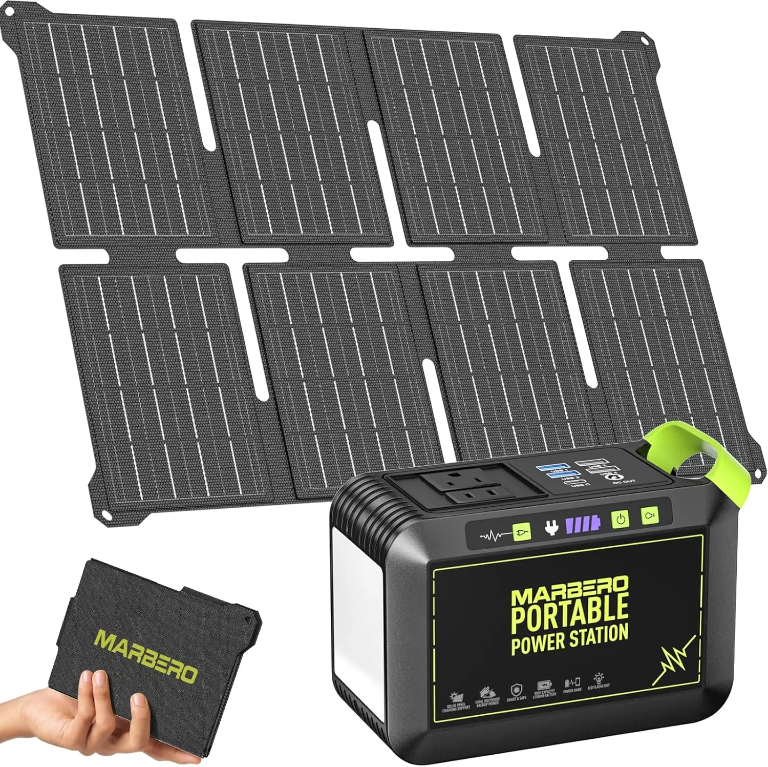 

80W Solar Powered Generator With Panels 25W Included, 88.8Wh Lithium Battery Portable Power Station With AC Outlet 120W Peak,cus
