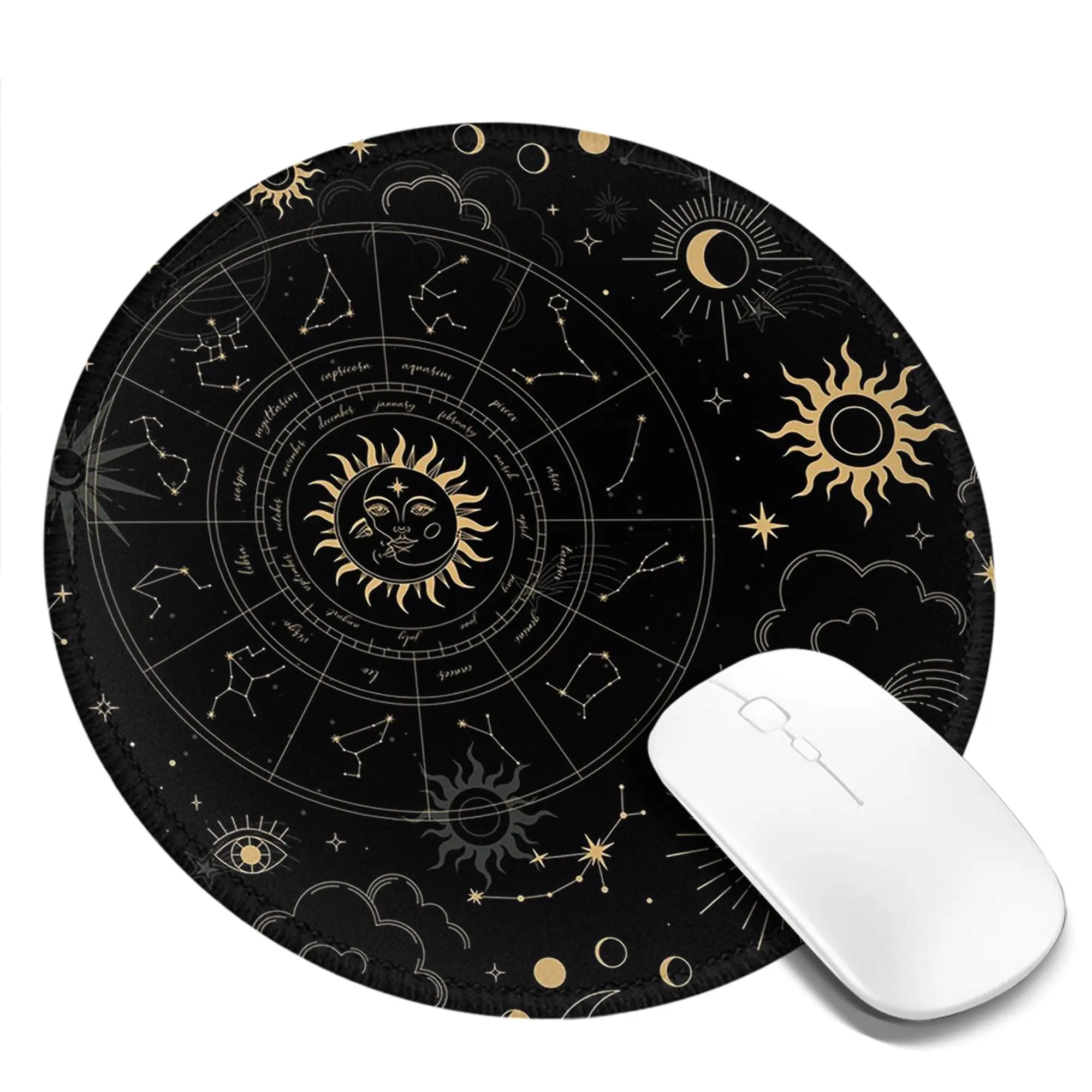 Night Sky Golden Celestial Stars Zodiac Constellations Mouse Pad Computer Keyboard Mouse Mat Gaming Laptop Desk Mat Table Mats