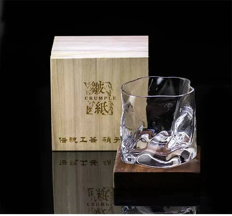 Japanese Edo Designer Crumple Paper Irregular Shape Crystal Faceted Der Whiskybecher Whiskey Whisky Rock Glass Artwork Wine Cup