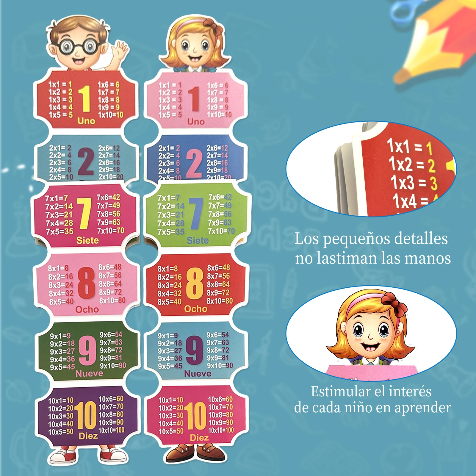 بطاقات تعلم الرياضيات الضرب للأطفال الإسبانية، وسائل تعليمية لمرحلة ما قبل المدرسة، بطاقات موارد التعليم المنزلي