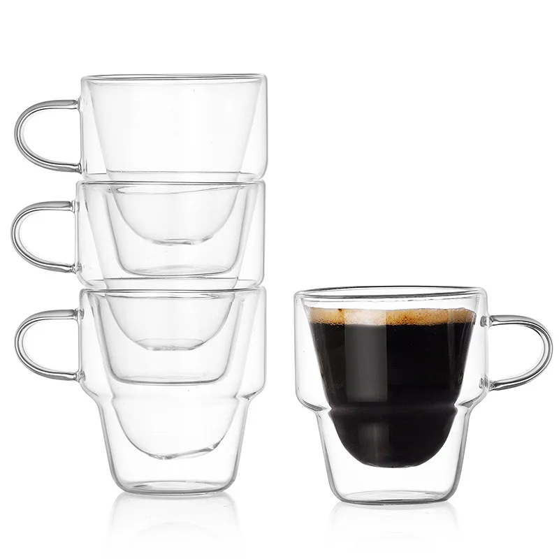 1 Piece 150ml 280ml Creative Heat Insulation Double-layer Cup Household Stackable Glass Juice Coffee Mug Water Drinking Cup