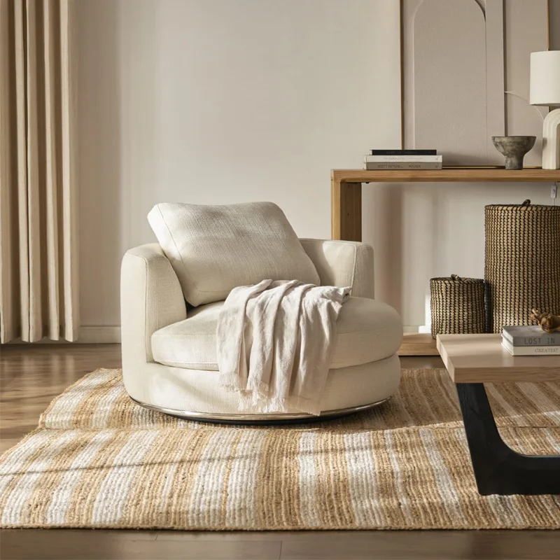 

Italian light luxury round sofa chair rotatable Nordic simplicity