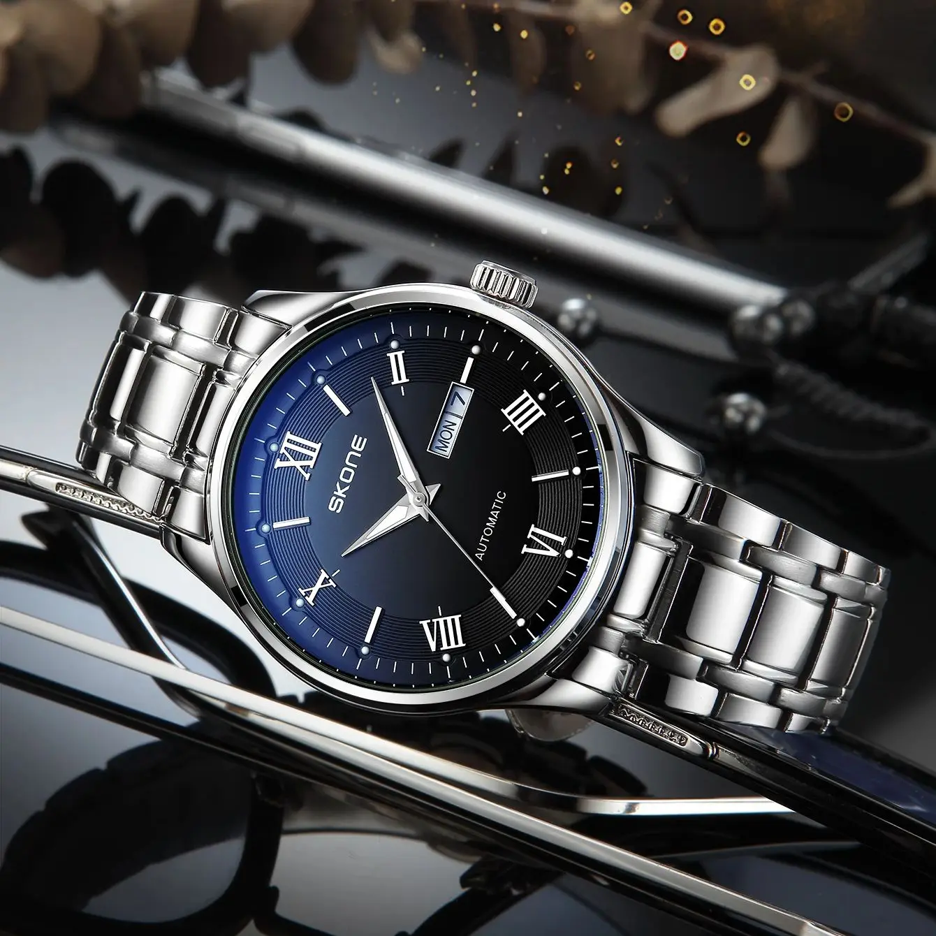 Мужские полностью автоматические механические часы с ночником и двойным календарем, водонепроницаемые брендовые часы для бизнеса и отдыха, десять известных часов