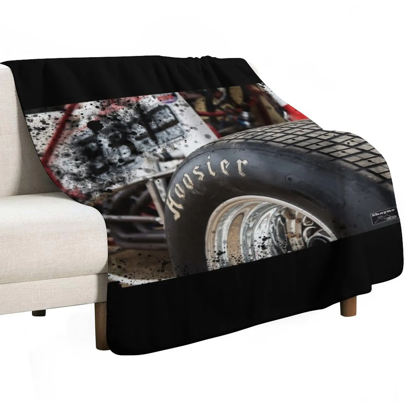 Hoosier Sprint car tire on show. Throw Blanket Loose Furry Luxury Thicken Single Polar Blankets