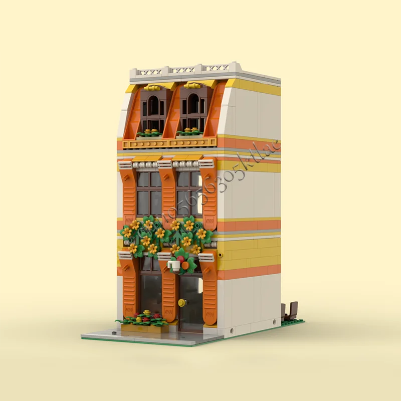 812 Teile Sunshine Apartment Baustein Retro Architektur Modell Display Spielzeug Montage Geburtstag Weihnachten Geschenke für Kinder