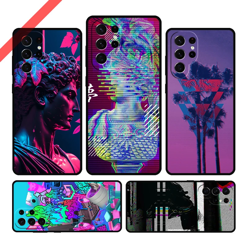 Vaporwave Art Phone Case For Samsung Galaxy S20 FE S21 S10 S23 Plus S24 S22 Ultra Coque Note20 Note10 S9 S8 Cover Capa