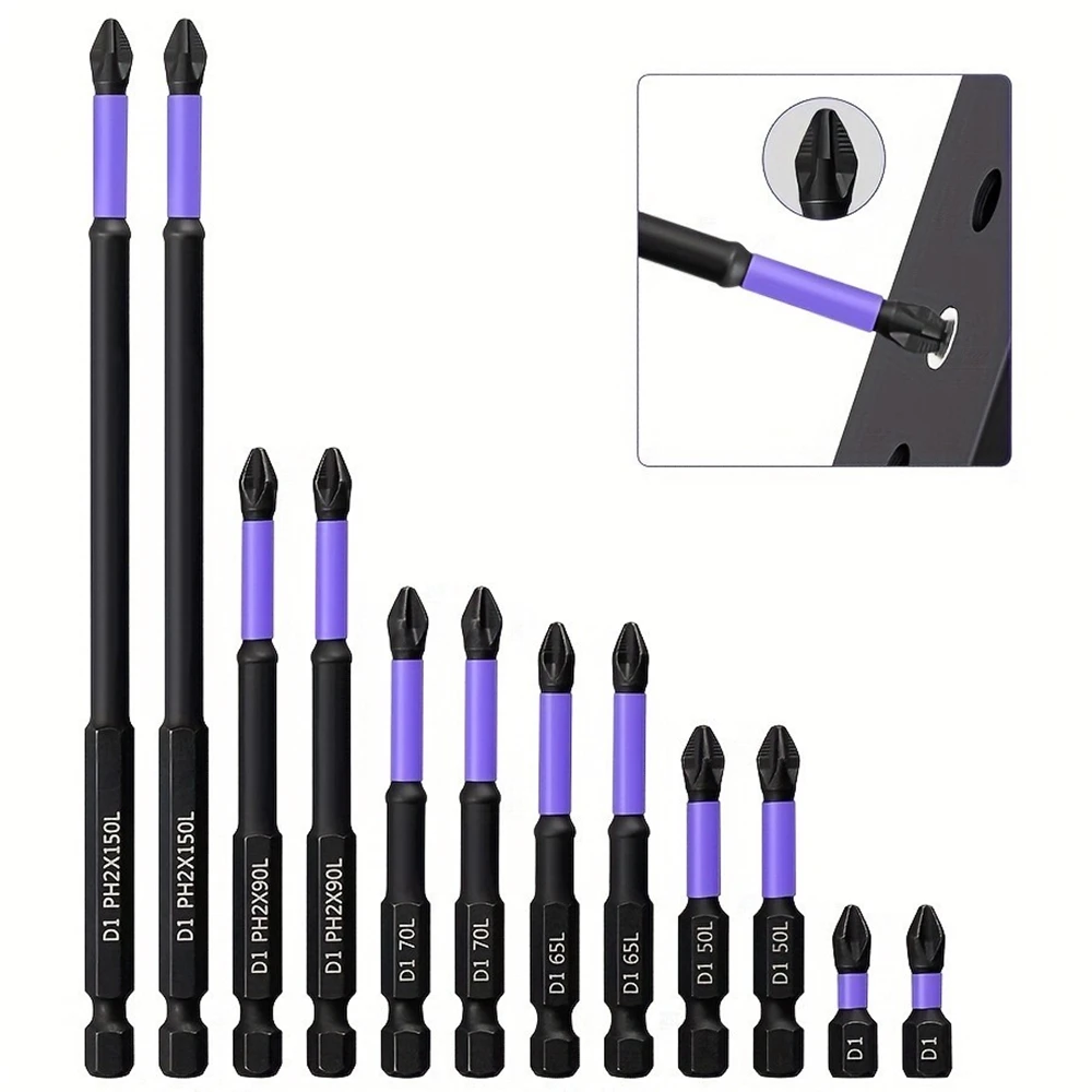 

6/12 шт. магнитные отвертки высокой твердости электрическая ручная дрель нескользящие ударные биты Phillips электрическая отвертка