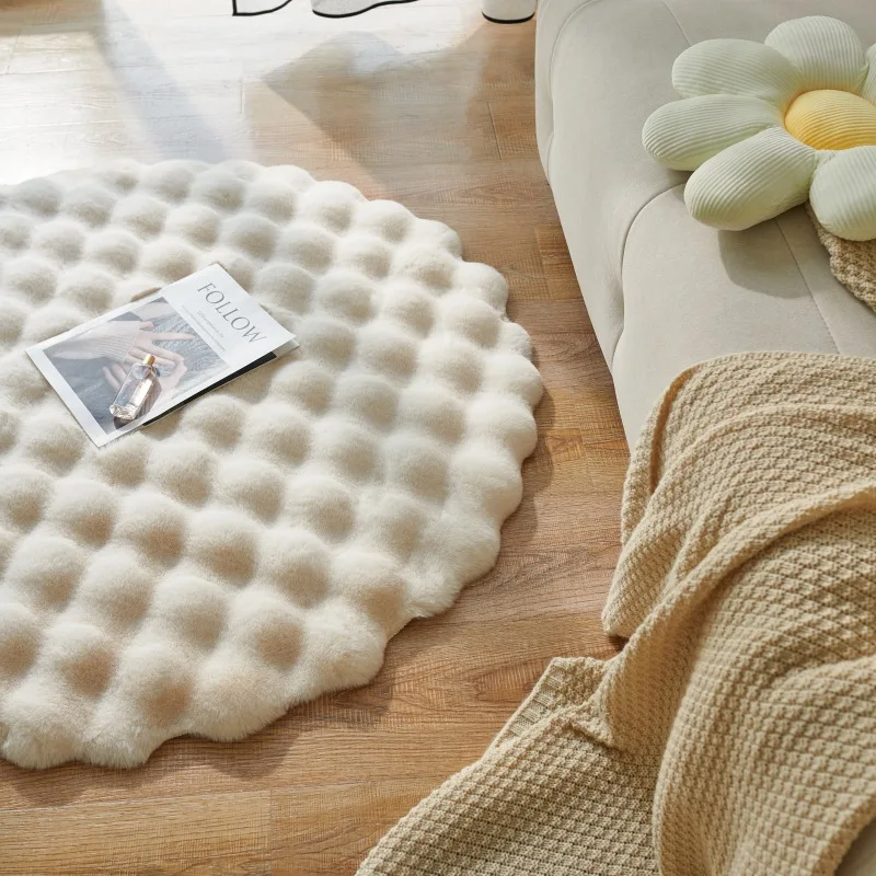 Imitation Rabbit Fur Rug Fluffy Soft Carpet Round Sofa Area Rug Comfortable Floor Mats Living Room Decoration Home Accessories