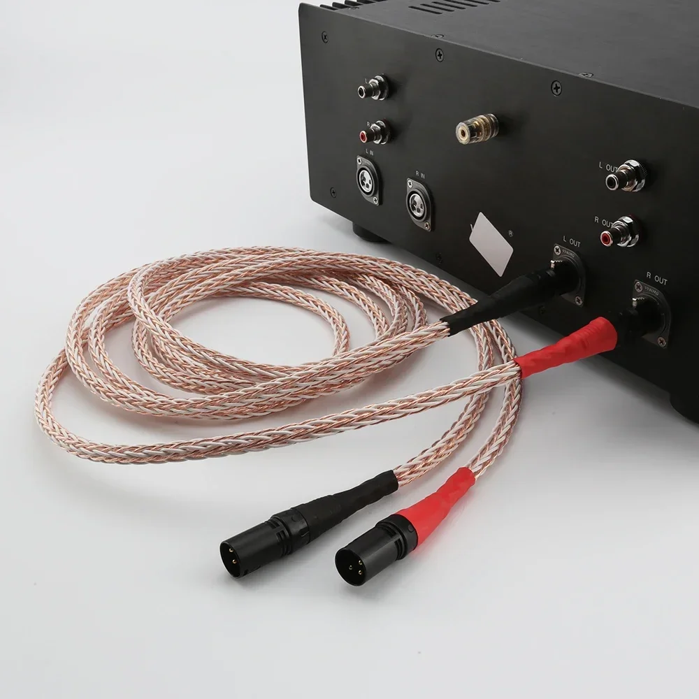 Hifi 8TC 7N OCC Pure Copper XLR Audio Balance cable XLR Male to Female M/F Audio Cable